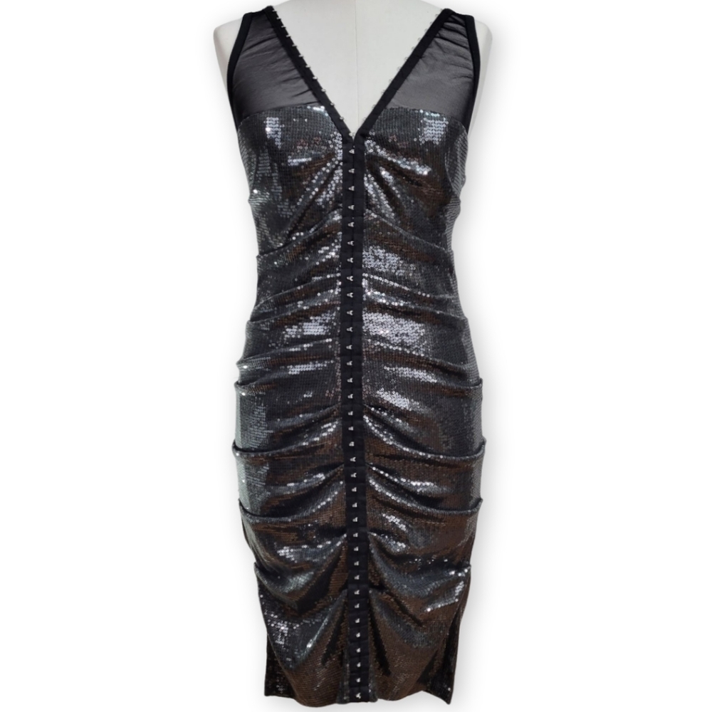 Vintage Nicole Miller Sequined Ruched Dress